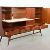 Louis van Teeffelen Vintage Design Teak Wooden High Sideboard for Webe 60s