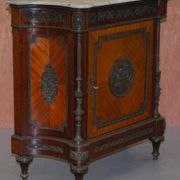 Louis Buffet in Walnut 19th Century with Drawers, Marble and Bronze Ornaments