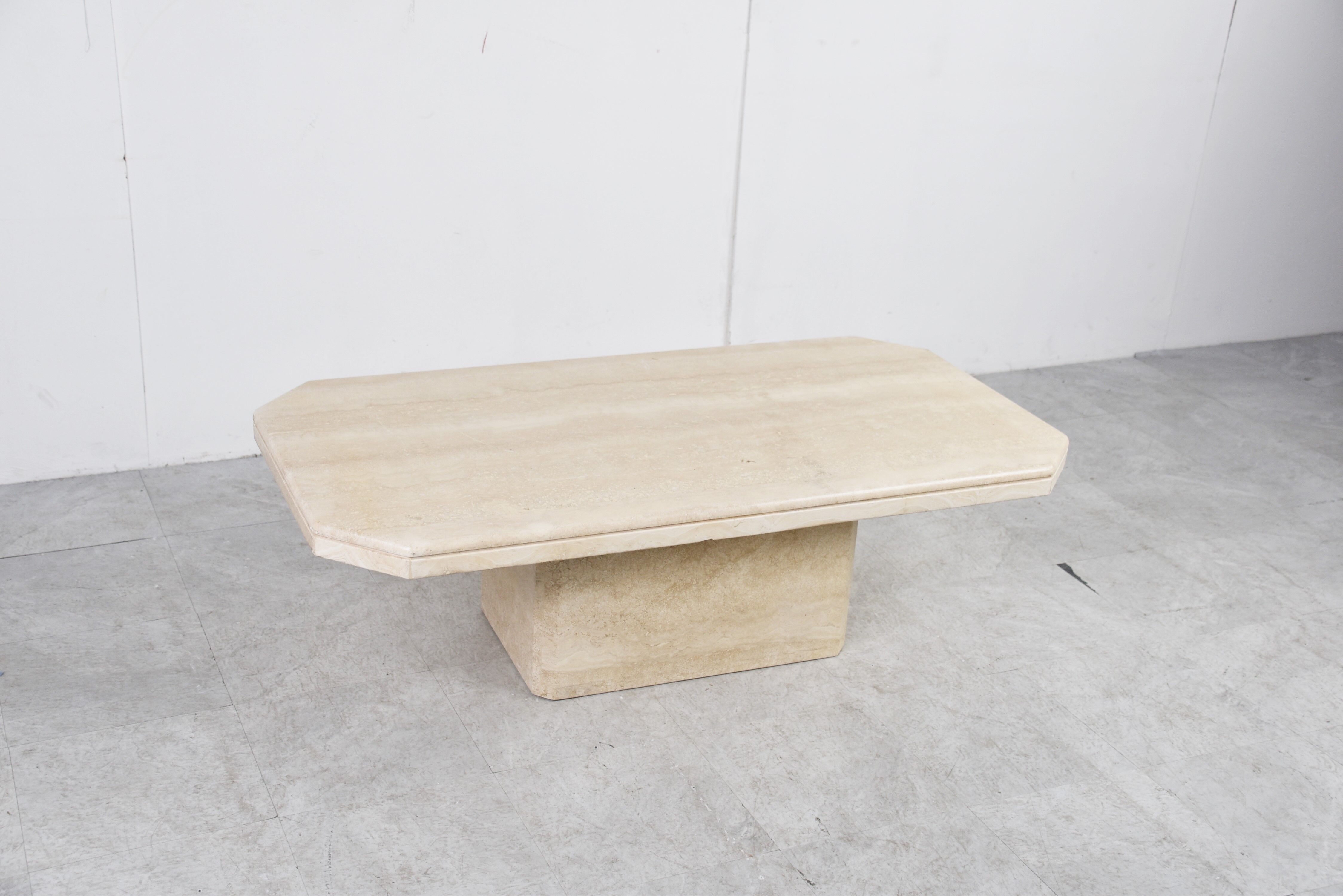 Vintage travertine coffee table, 1970s