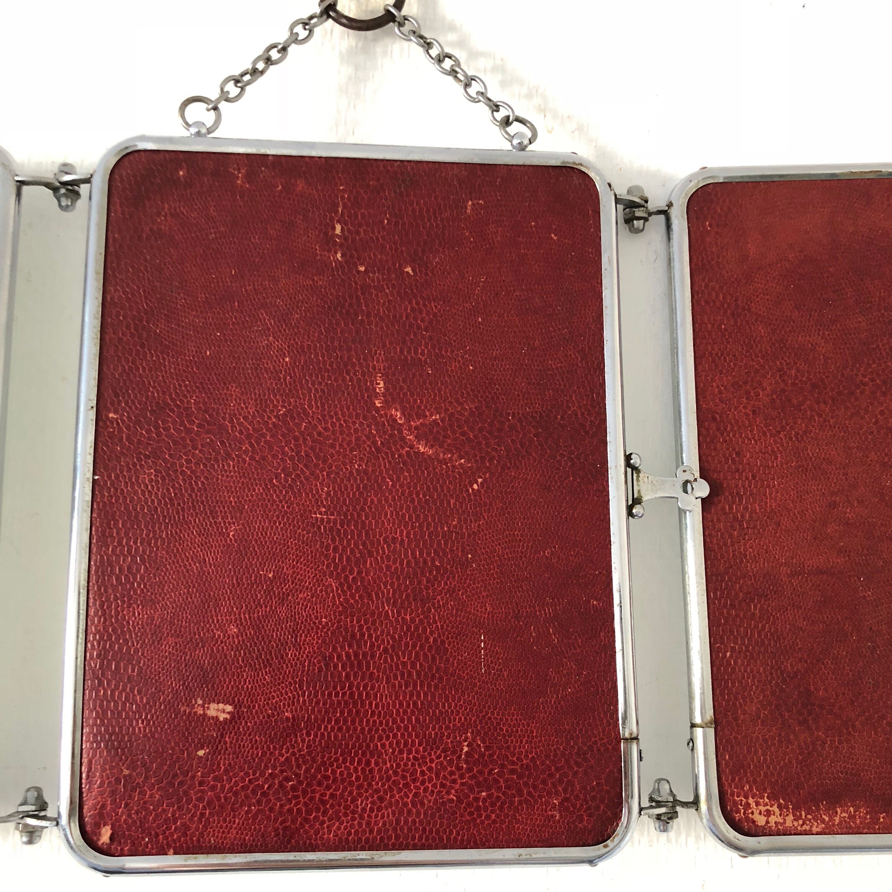 Mirror triptych barber strawberry 25 x 60 vintage 1930