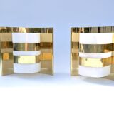 Pair of Hans-Agne Jakobsson V334/1 wall lamps in brass and opaline plastic