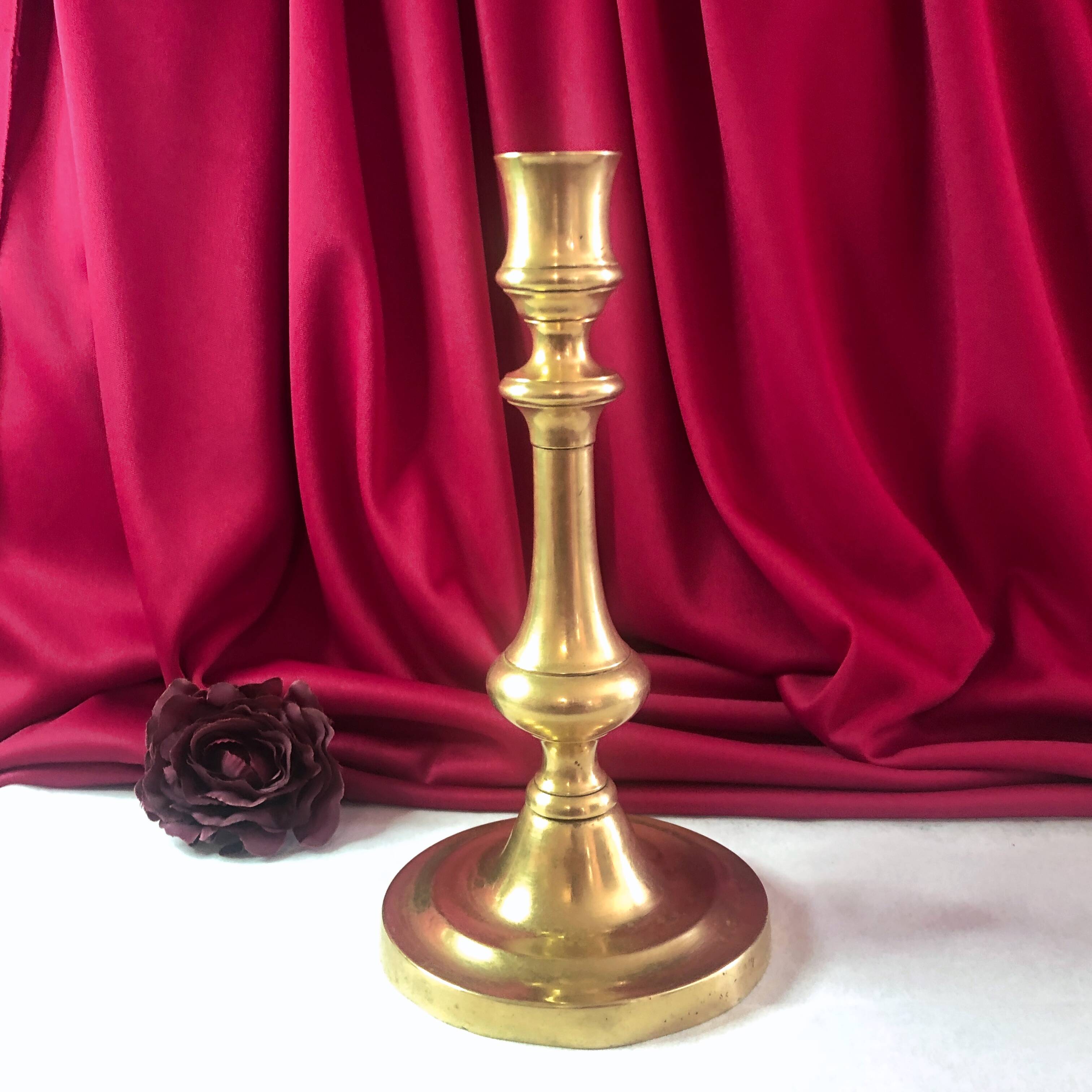 19th century gilded copper torch candle holder