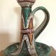 Hand candleholder in enamelled ceramic, polychrome paint, art deco, numbered