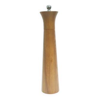 Vintage tall wooden pepper mill