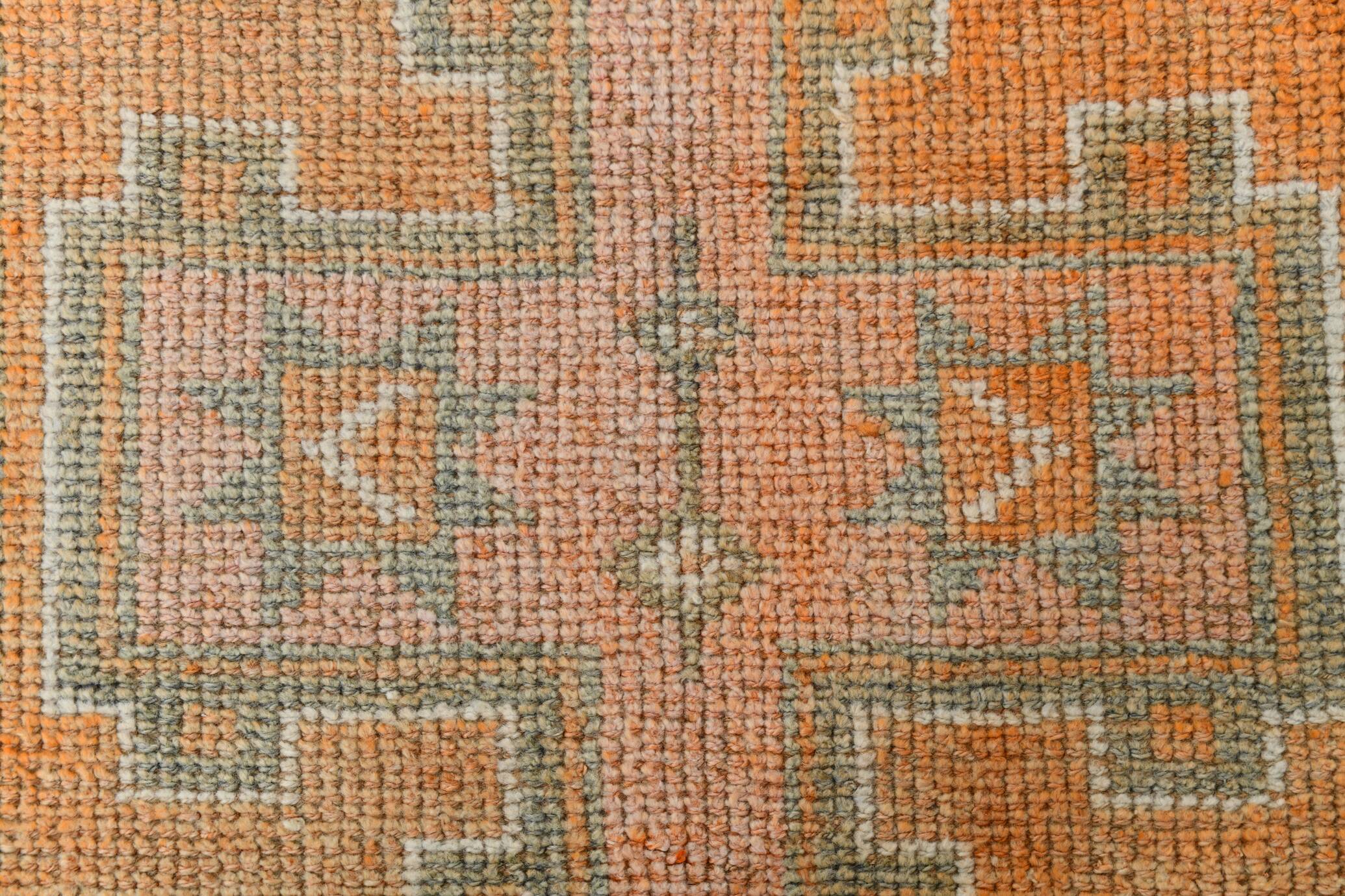 3x11 Orange & Green Oriental Vintage Runner Rug, 85x347Cm