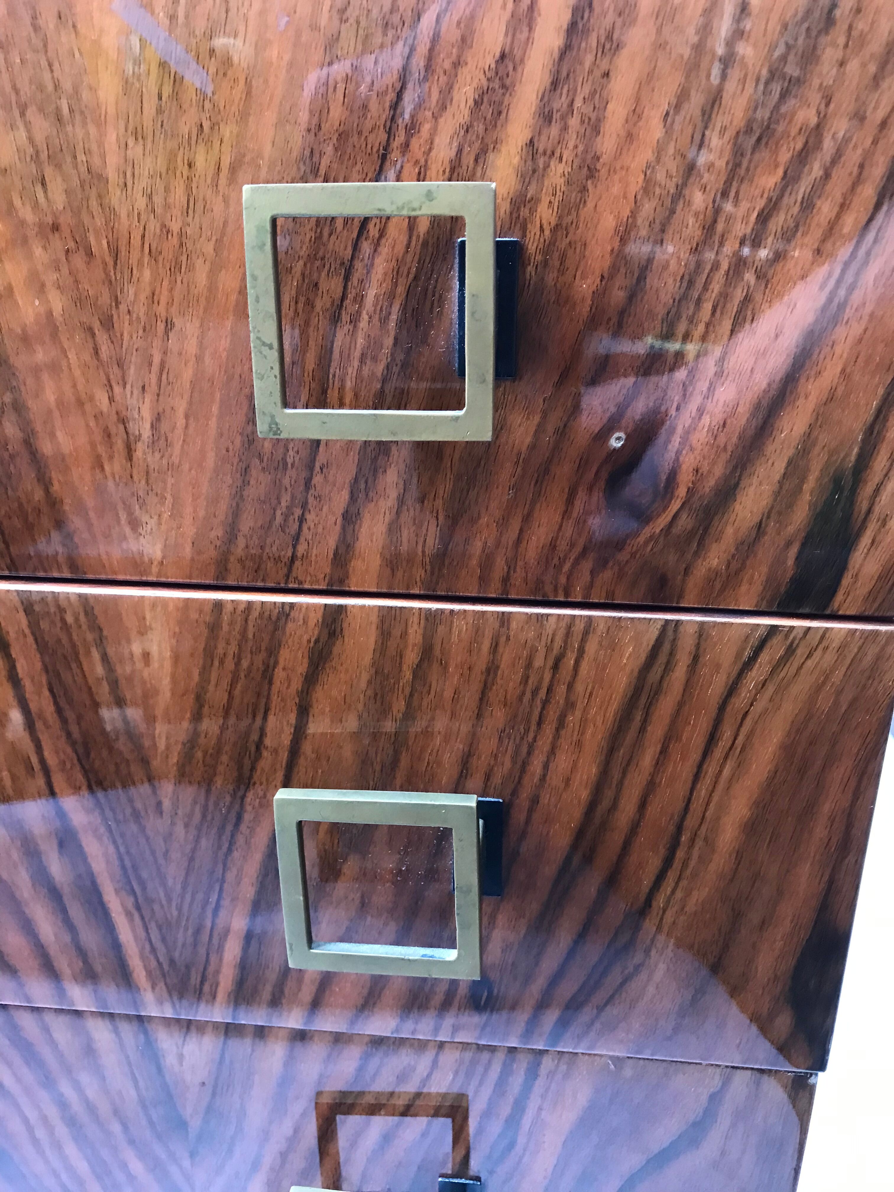 3-drawer lacquered chest of drawers with rosewood veneer