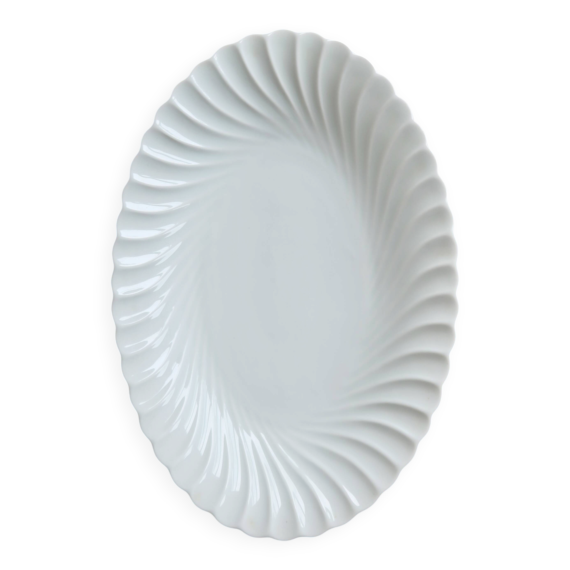 Vintage oval serving dish white twisted porcelain Limoges Haviland