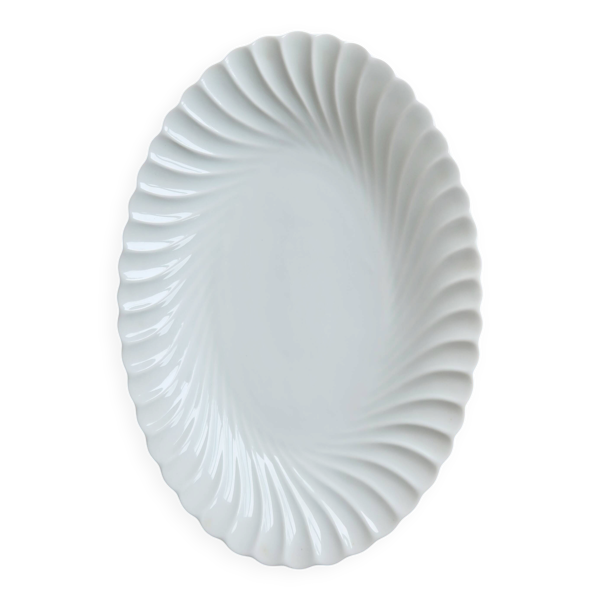 Plat de service ovale vintage porcelaine blanche torsadée Limoges Haviland