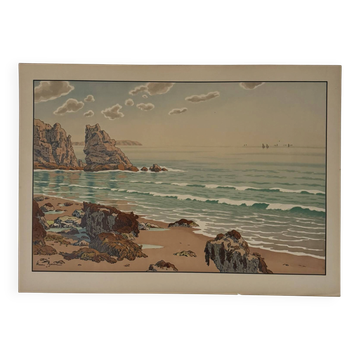 Lithographie par Henri Rivière Les Aspects de la Nature - La Mer