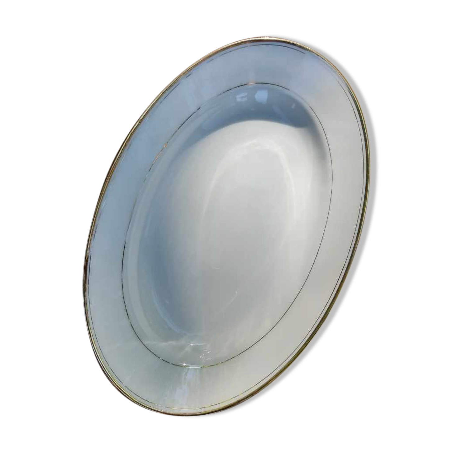 former oval white and gold Limoges porcelain dish