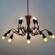 Large Burgundy brass chandelier with 15 arms, 1950, Italy