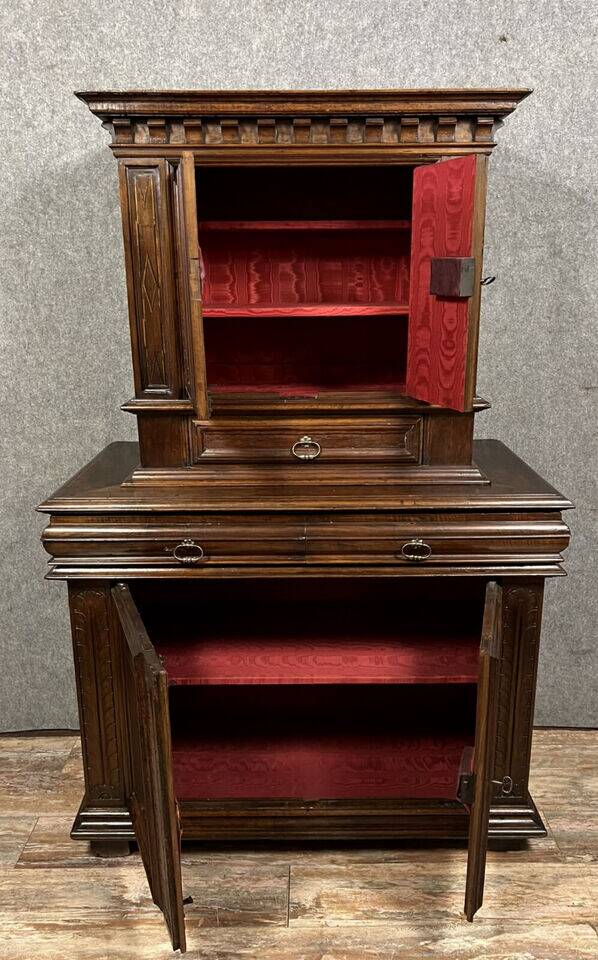17th century walnut cabinet with recess, circa 1650-1680