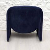 Alky Lounge Chair in Navy BlueCorduroy by Giancarlo Piretti for Anonima Castelli | Italian Space Age