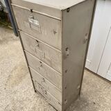 Ronéo 1950 industrial metal locker cabinet with 5 flaps
