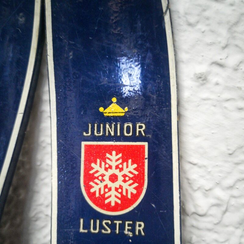 Pair of old wooden skis for children