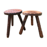 Pair of brutalist tripod stools