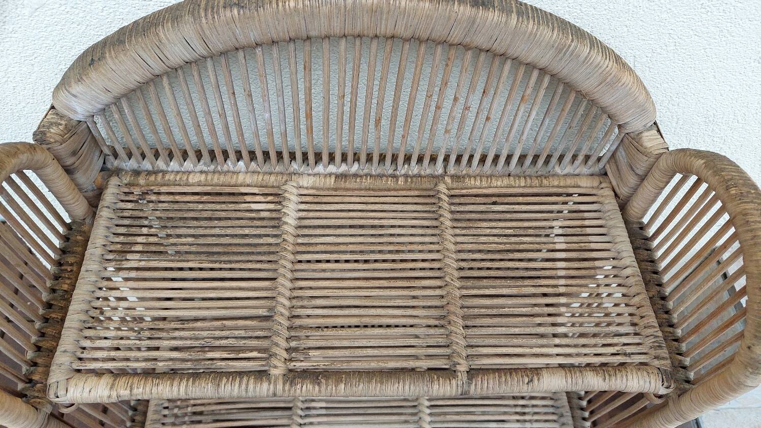 Vintage folding wicker furniture in its original condition