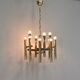 Italian brass chandelier 12 spot pendant lamp by Gaetano Sciolari, 1970s