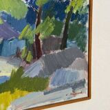 Original Swedish oil on canvas – “Saltsjöbadssommer” by Gustaf Höglund – 1969 – vintage & framed – 51 × 67 cm