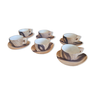 Set of 6 cups and plates, vintage coffee service