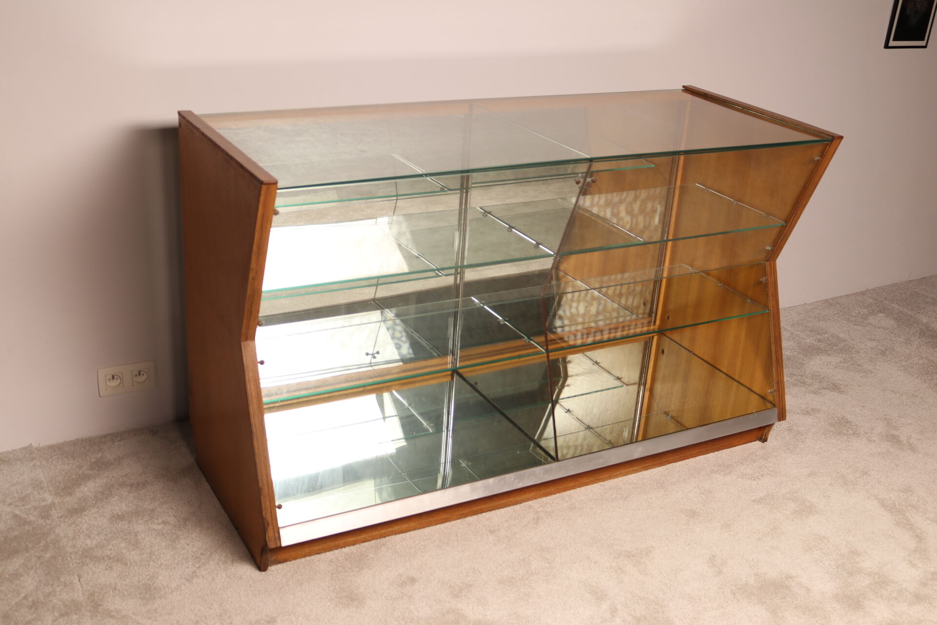 Vintage diamond shaped display cabinet - Belgium 1950's
