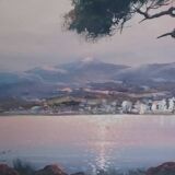 Oil on canvas sunset in the Mediterranean JD Garat 20th century