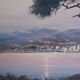 Oil on canvas sunset in the Mediterranean JD Garat 20th century