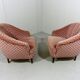 Ensemble de 2 fauteuils club en velours rose années 1950