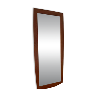 Vintage Danish teak mirror with a rounded back.