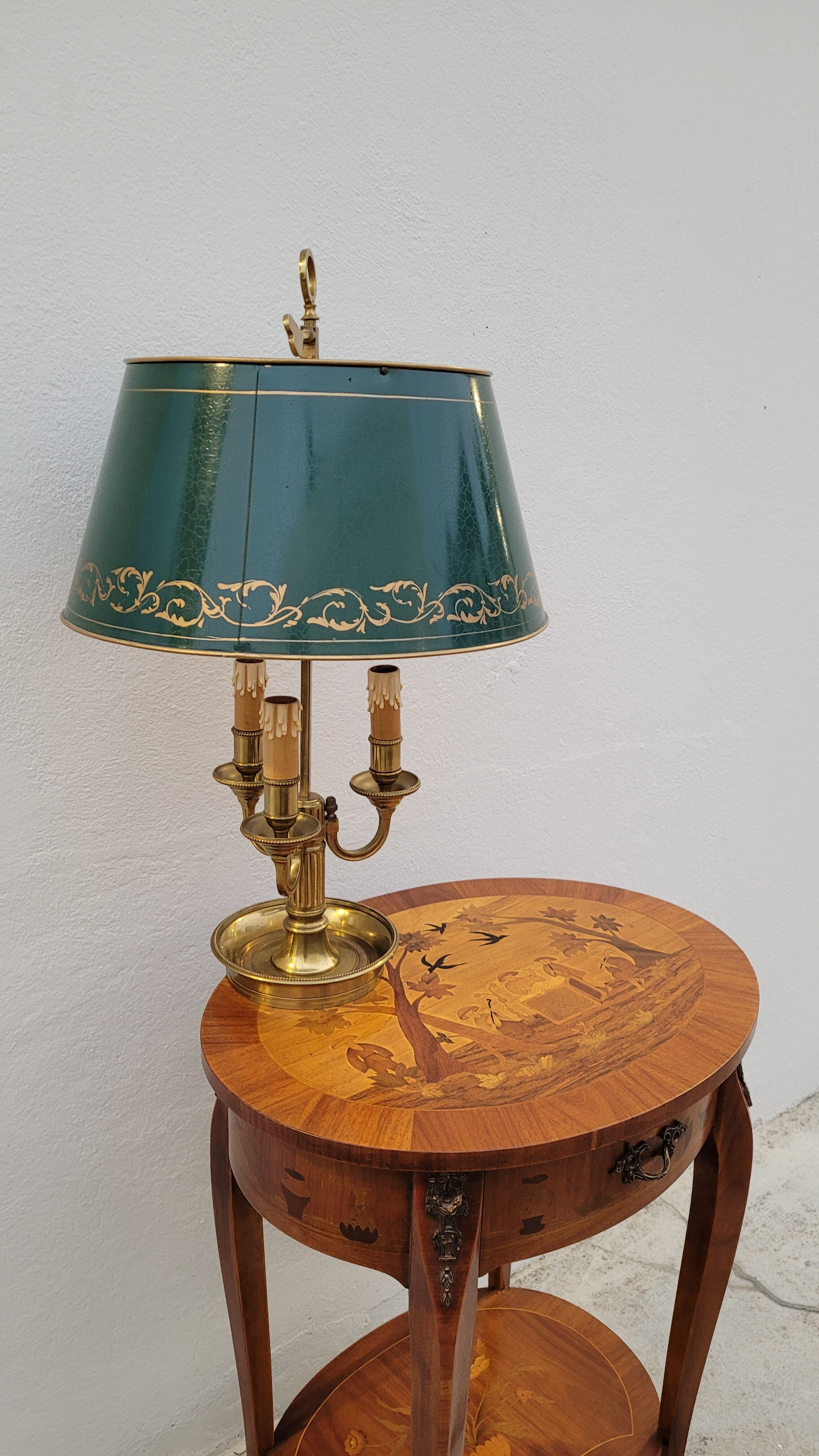 Louis xv style marquetry table Chinese scene