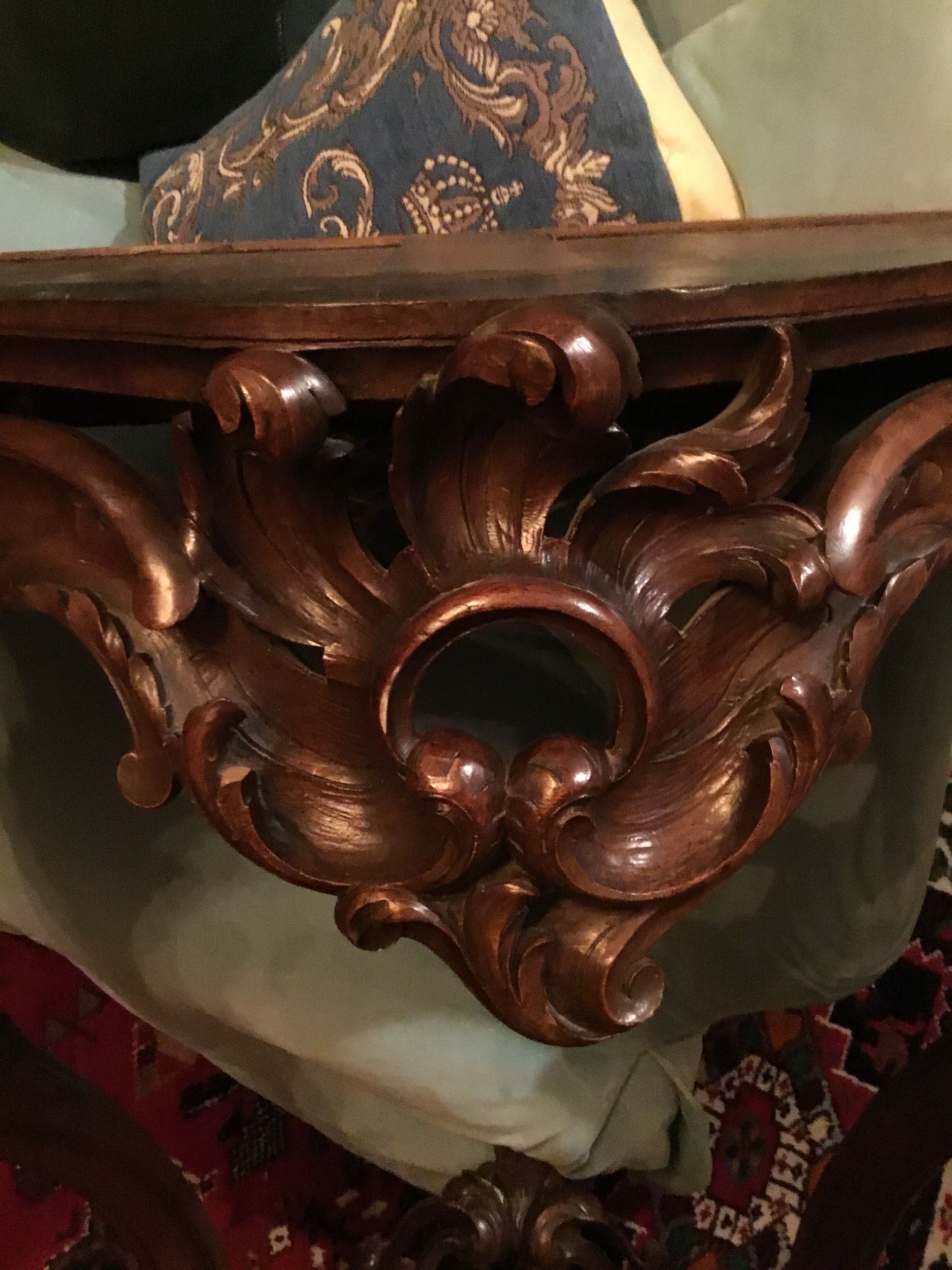 Walnut console style Louis XV marble top, epoque Napoleon III