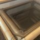 Trio of vintage pull-out tables in rattan and smoked glass 70s