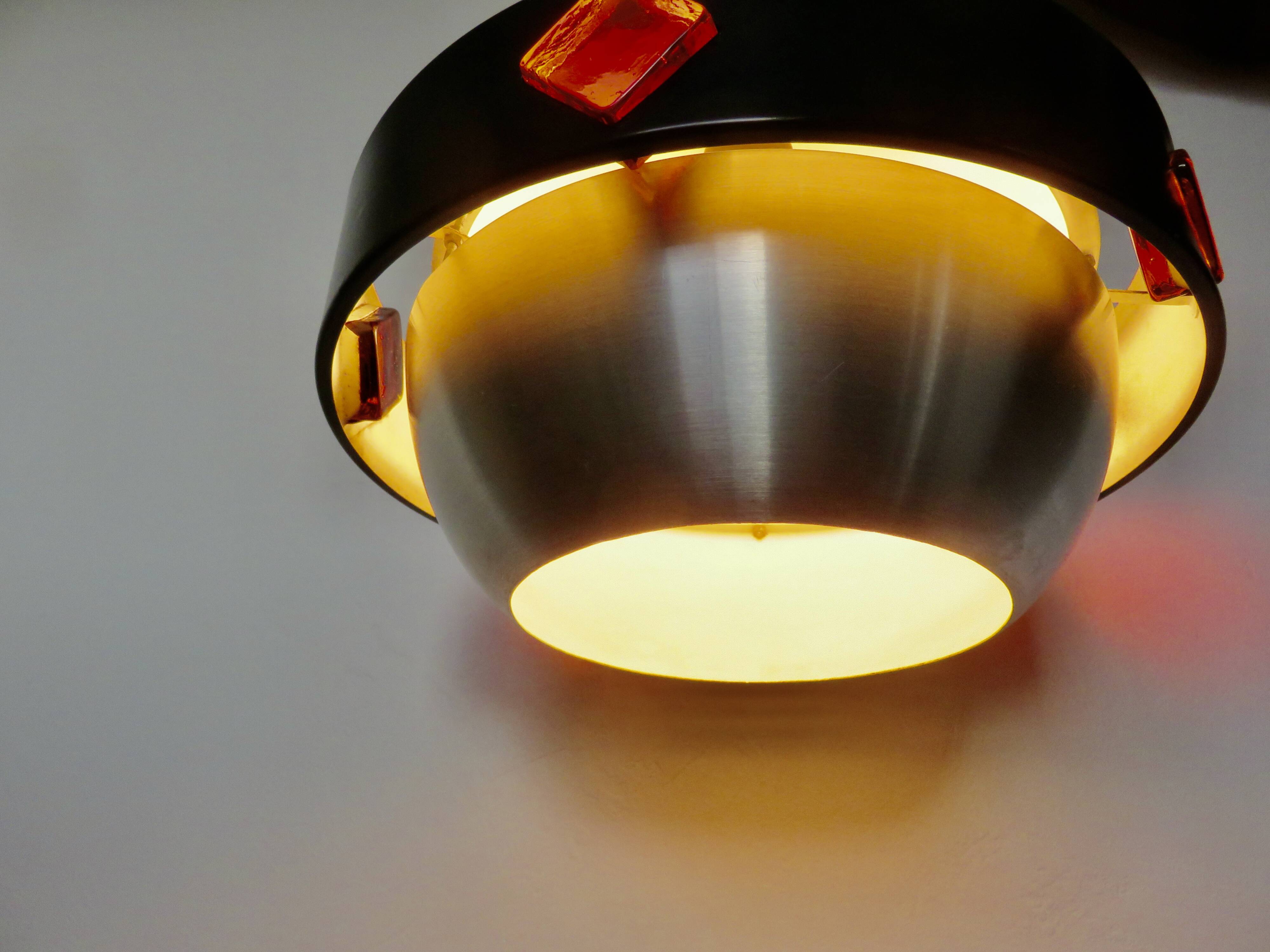 Space age "saturn" pendant lamp 1970, aluminum, metal, resin