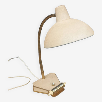 Lampe de bureau vintage flexible avec dateur en laiton doré et métal
