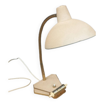 Flexible vintage desk lamp with date in gold brass and metal