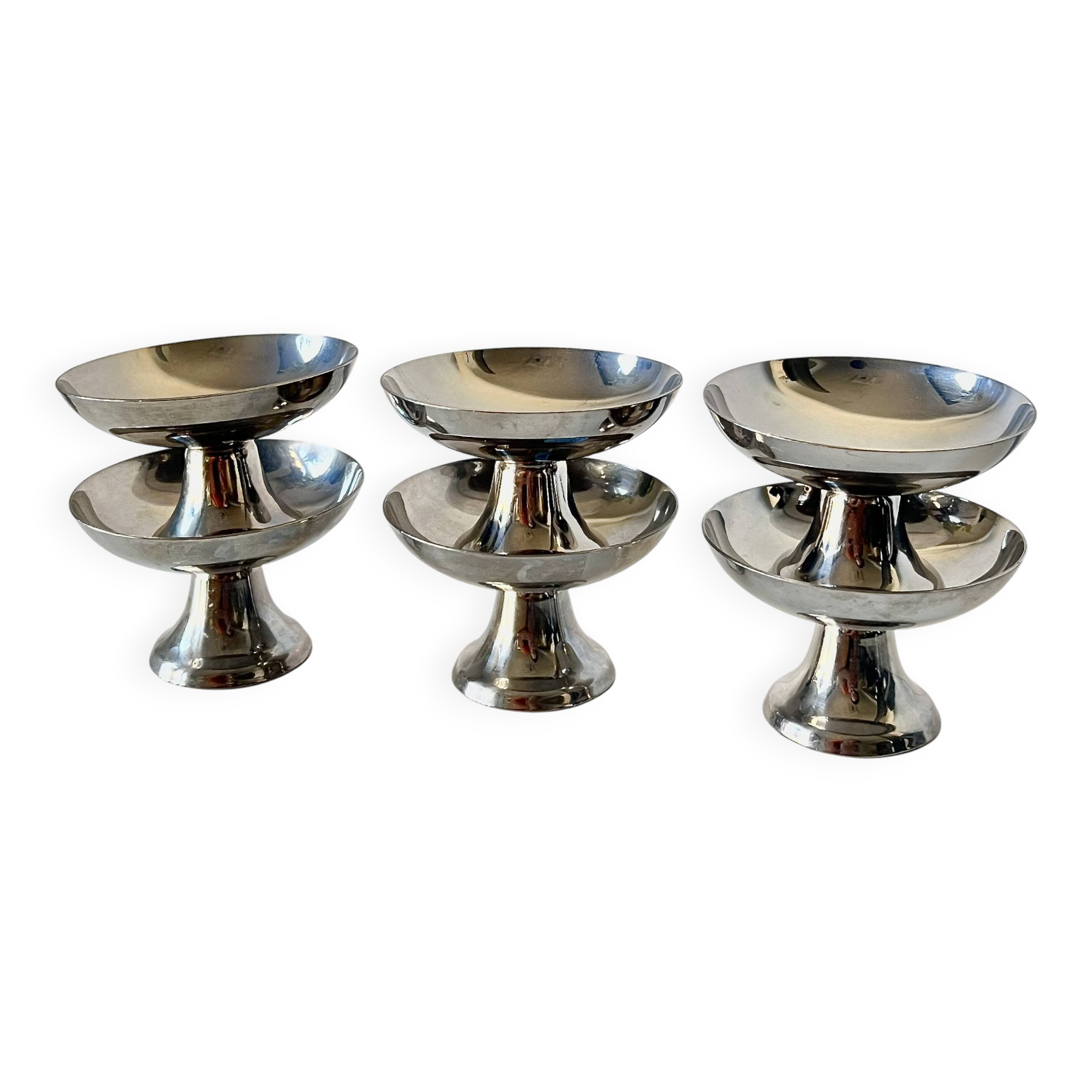 Set of 6 vintage Guy Degrenne stainless steel ice cream or sorbet cups