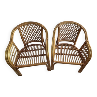 Set of two rattan armchairs