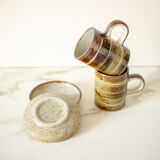 Pair of stoneware cups and sub-cups