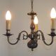 Italian Vintage Silver Brushed Metal 3 Light Flemish Style Chandelier