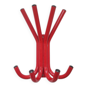 Patère porte manteau métal laqué rouge 80s