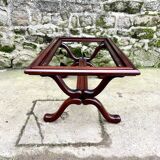 Coffee table in white marble and mahogany wood