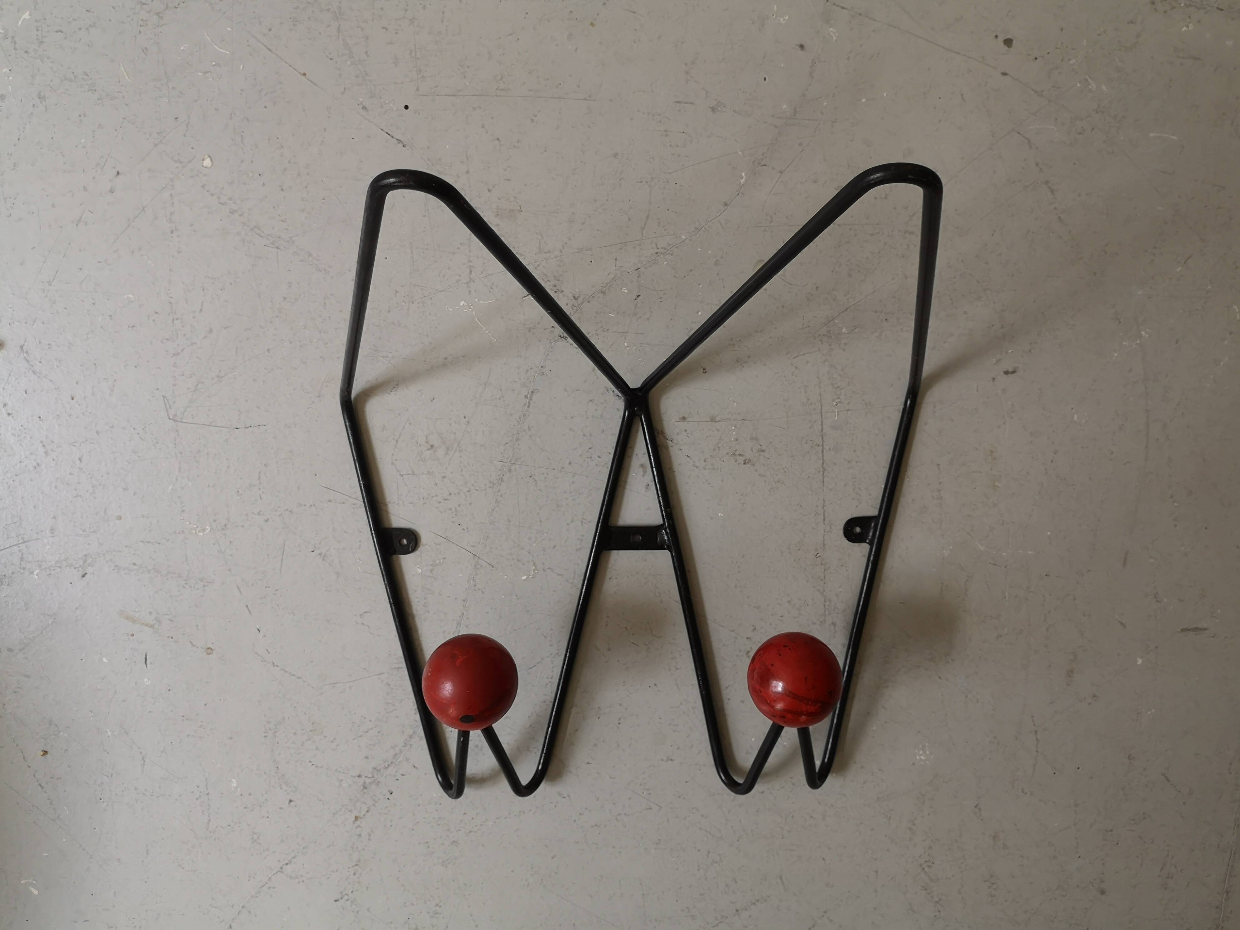 black metal wall coat rack Roger Feraud, 1960 - 1970