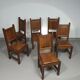 6 x Brutalist solid oak chairs mid century