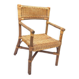Vintage children's rattan armchair