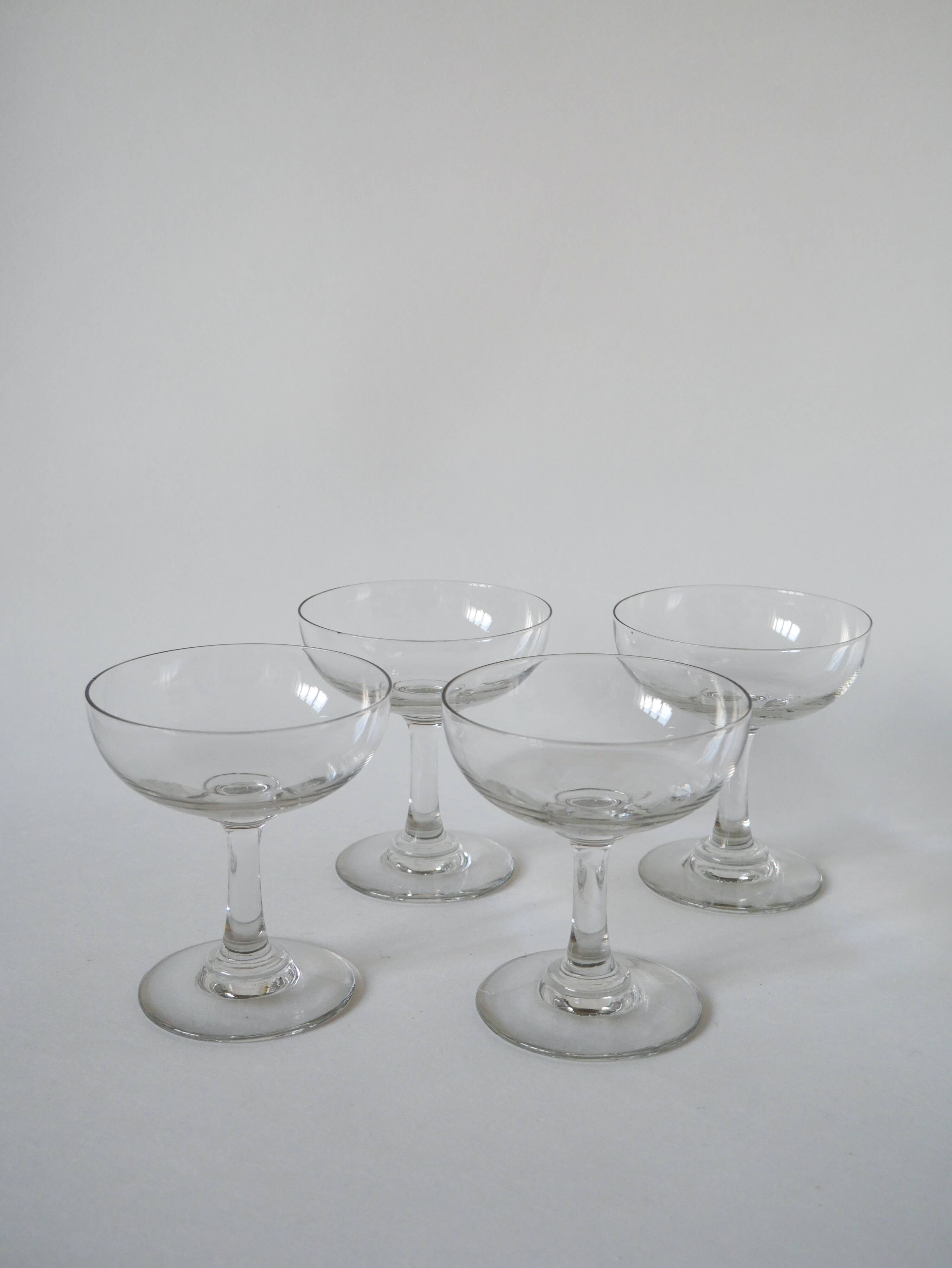 set of 4 large crystal champagne glasses 1920 11 x 10 cm