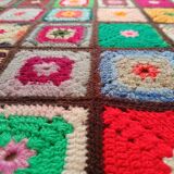 Large patchwork technical wool blanket 95*110