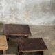 Small auxiliary stool in dark brown upcycled teak wood, engraved (3275)