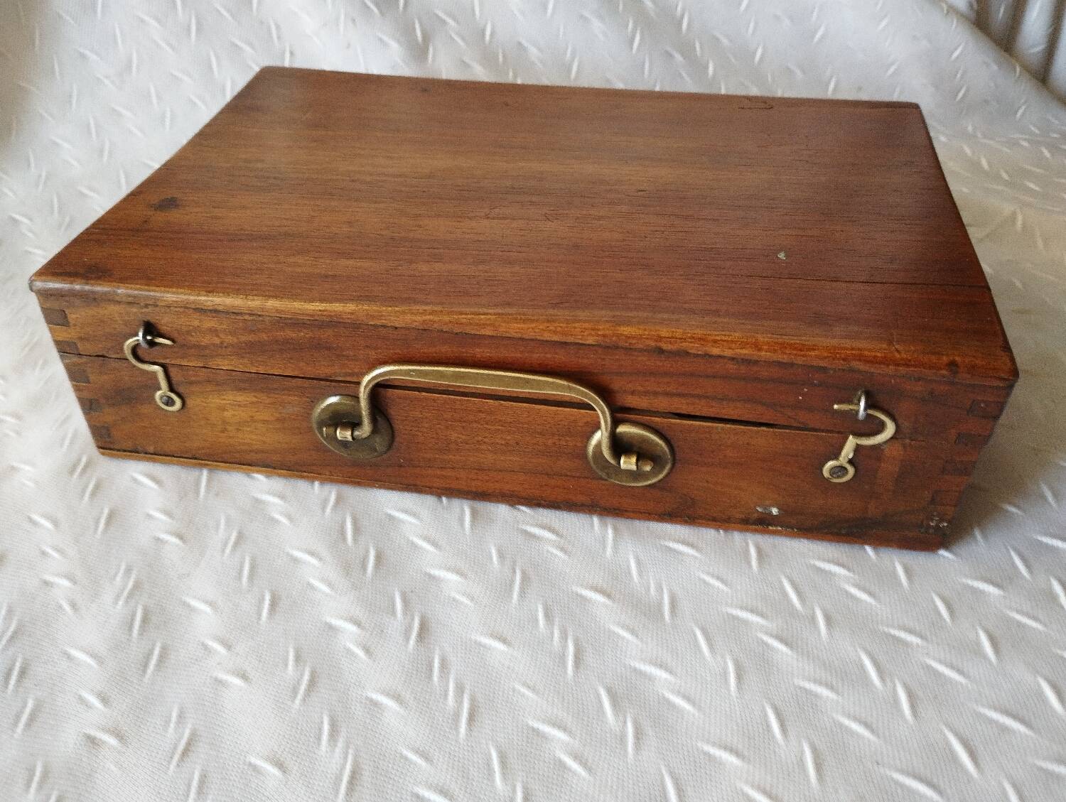 Old paint box wooden box with brass handle