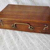 Old paint box wooden box with brass handle