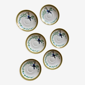 Series of 6 Hermès coffee sub-cups Toucans model